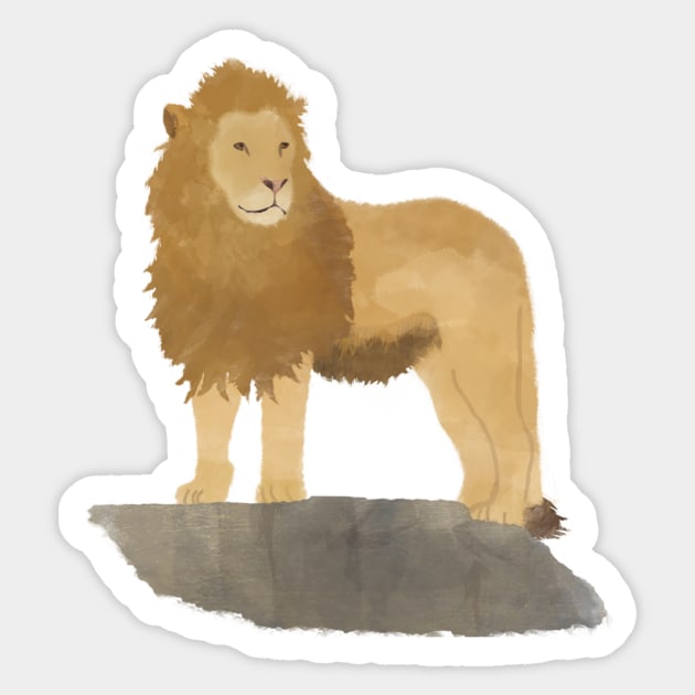 Watercolor Lion on a Rock Sticker by calliew1217